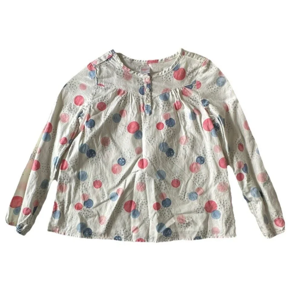Gymboree Cozy Fairy Tale Polka Dot Star Swing Top Pink Blue Ivory 8 Cotton